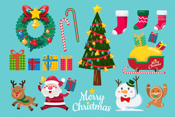 Christmas object design elements for invitation card, party, New Year, Christmas