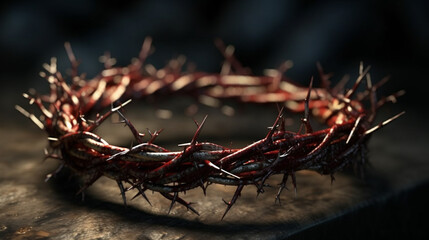 Crown Of Thorns Jesus Christ. Generative Ai - obrazy, fototapety, plakaty