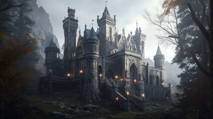 Fototapeta premium Gothic castle. Generative Ai