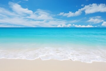 Obraz premium Maldives Perfect tropical beach with white sand, turquoise ocean, and palm tree, Generative AI