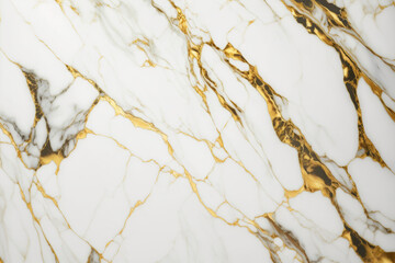 White marble stone texture with gold and gray veins, generative AI