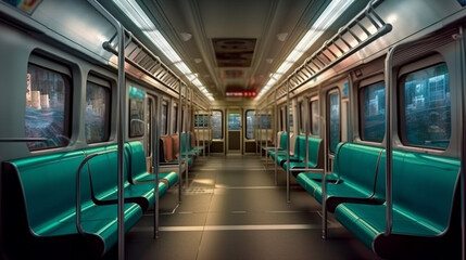 Obraz premium Metro train interior. Generative Ai