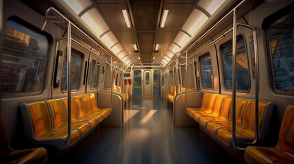 Metro train interior. Generative Ai