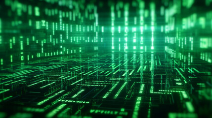 Naklejka premium Soft green font in matrix style. Generative Ai