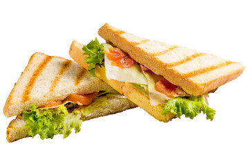 Grilled sandwich stuffed with salmon and vegetables