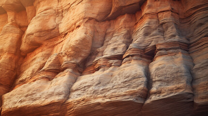 Textured surface of a sandstone cliff. Generative Ai