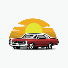 Classic Vintage Car Vector Art Illustration Design. Best for Automotive Classic T-Shirt Design