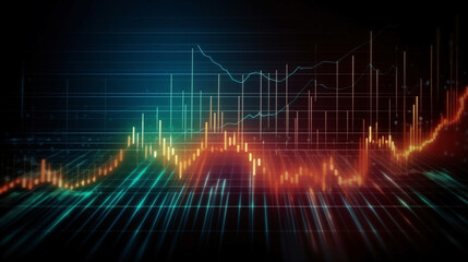 Stock market chart red line concept art, Generative AI