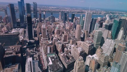 Beautiful aerial view of skyscrapers and store Macy's 34th street store  in Manhattan New York. New York.