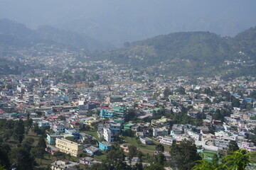 Fototapeta na wymiar Pithoragarh city in Uttarakhand, Ariel view