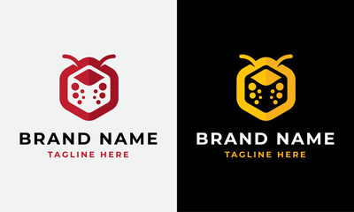 Cute Hexagonal Bug Logo Modern Graphic Design Template