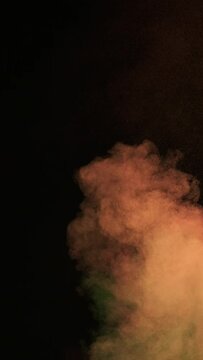 The cosmic dust explosion in darkness. slow motion