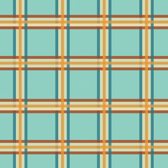 vector illustration of a seamless pattern dark-blue-brown-orange cage on an blue background - autumn background for textile, packaging, web design