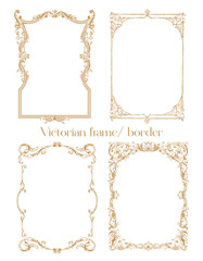Premium Gold vintage baroque frame scroll ornament engraving border frame floral retro pattern antique style acanthus foliage swirl decorative design element filigree calligraphy - obrazy, fototapety, plakaty