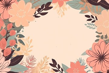 Vintage Floral Design with Watercolor Flowers. Wedding Card Template. Generative AI illustrations