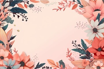 Vintage Floral Design with Watercolor Flowers. Wedding Card Template. Generative AI illustrations