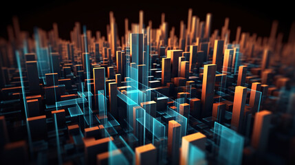 Obraz premium Modern digital abstract 3D background. Copy space. Can be used in the description of network abilities, technological processes, digital storages, science, education, etc.