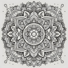 detailed mandala with ornate designs and dotted accents surrounding it - obrazy, fototapety, plakaty