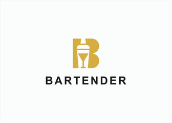 bartender logo design vector silhouette illustration