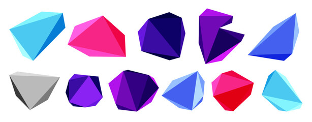 3d low poly triangle design elements