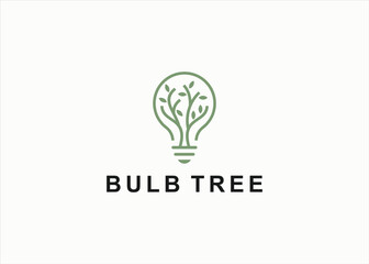 bulb with tree logo design vector silhouette illustration