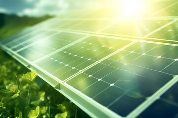 leaves and green bushes on a solar photovoltaic panel	