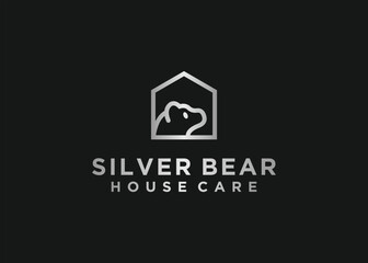 bear house logo design vector silhouette illustration