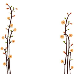 flower frame border in textured hand drawn illustration