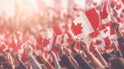 Canada Day Celebration: Holding the Canadian Flag, Stock Photos for Festive Occasions