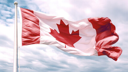 Unconventional Canadian Spirit: Artistic Interpretation of the Flag of Canada in Painted Stock Photos