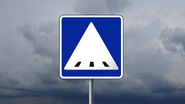 Road sign crosswalk on sky background