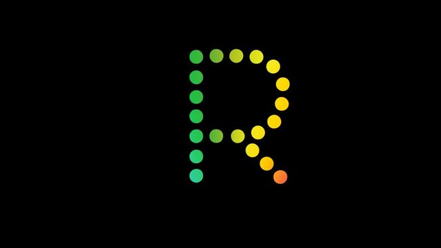 R Alphabet letter ,Rainbow color gradient  alphabet R,lgbt dotted alphabet font in rainbow colors, pride month alphabet R,Rainbow Color inside R letter.