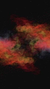 The explosion of colorful powder. slow motion