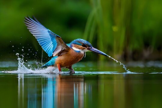 kingfisher in the water generated ai © kashif 2158