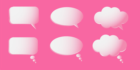 3d pink speech bubble chat icon collection set poster and sticker concept Banner