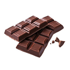 Delicious dark chocolate bar, tempting and sweet isolated on transparent background. Png clip art element. Generated with AI.