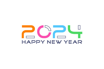 2024 happy new year design, with colorful truncated numbers. Premium vector design for 2024 new year poster, banner, greeting and celebration.