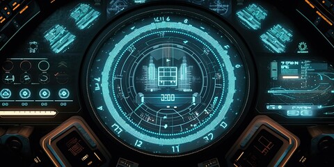 Fototapeta premium Futuristic HUD screen data hologram. Generative AI