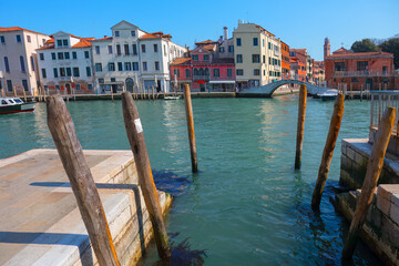 Fototapeta premium Grand Canal in Venice, Italy . Typical view of water canal and architecture in Venice