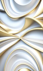 Curvy and wavy metallic golden cover background with grey and white color tone.