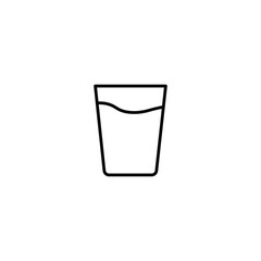 Water glass vector icon in linear, outline icon isolated on white background