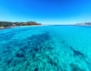 Velvet curtains La Pelosa Beach, Sardinia, Italy Crystal clear water in La Pelosa beach