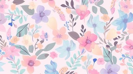 Beautiful floral spring seamless pattern with watercolor drawn field wildflowers. For wedding stationery, greetings, wallpapers, fashion, backgrounds, textures, DIY, packaging, cards. Generative AI.
