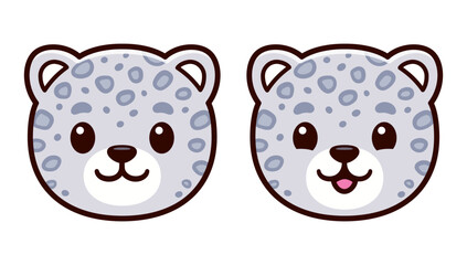 Cute cartoon snow leopard face icon