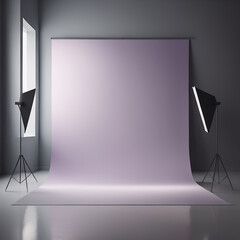 Modern Light Lilac Backdrop for Product Presentation with a Subtle Smoke Effect and Smooth Floor