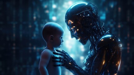 Children and Artificial Intelligence Embrace in Cybernetic Futurism