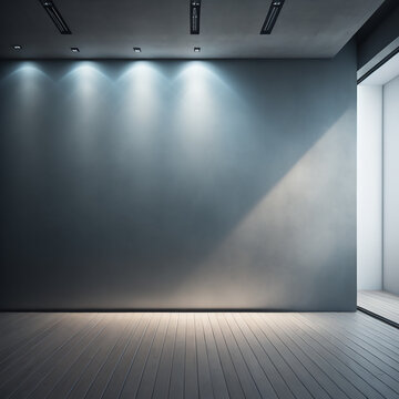 Universal Abstract Gray-Blue Background with Beautiful Illumination Rays: Light Interior Wall for Presentations