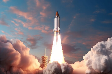 Thrilling liftoff, Rocket launch symbolizes startup business opportunity Generative AI