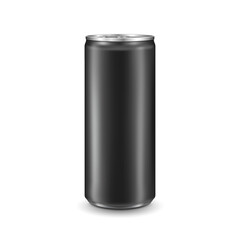 Aluminum can isolated on white background. Realistic metallic can for beer, soda, lemonade, juice, energy drink. Vector template for your design.