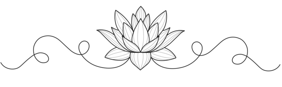Line art vector iloustration of lotus flower